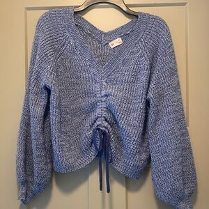 SO Women's Double V-Neck Sweater in Heathered Blue